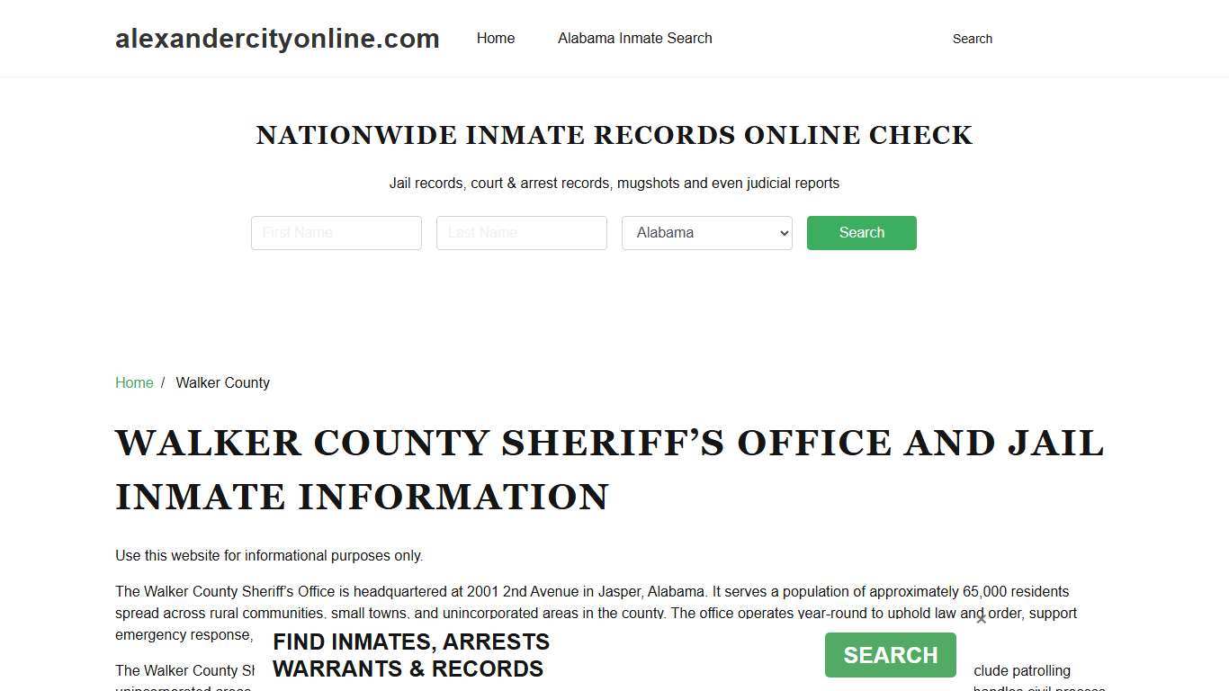 Walker County Sheriff, AL, Jail Inmate Search, Recent Arrests