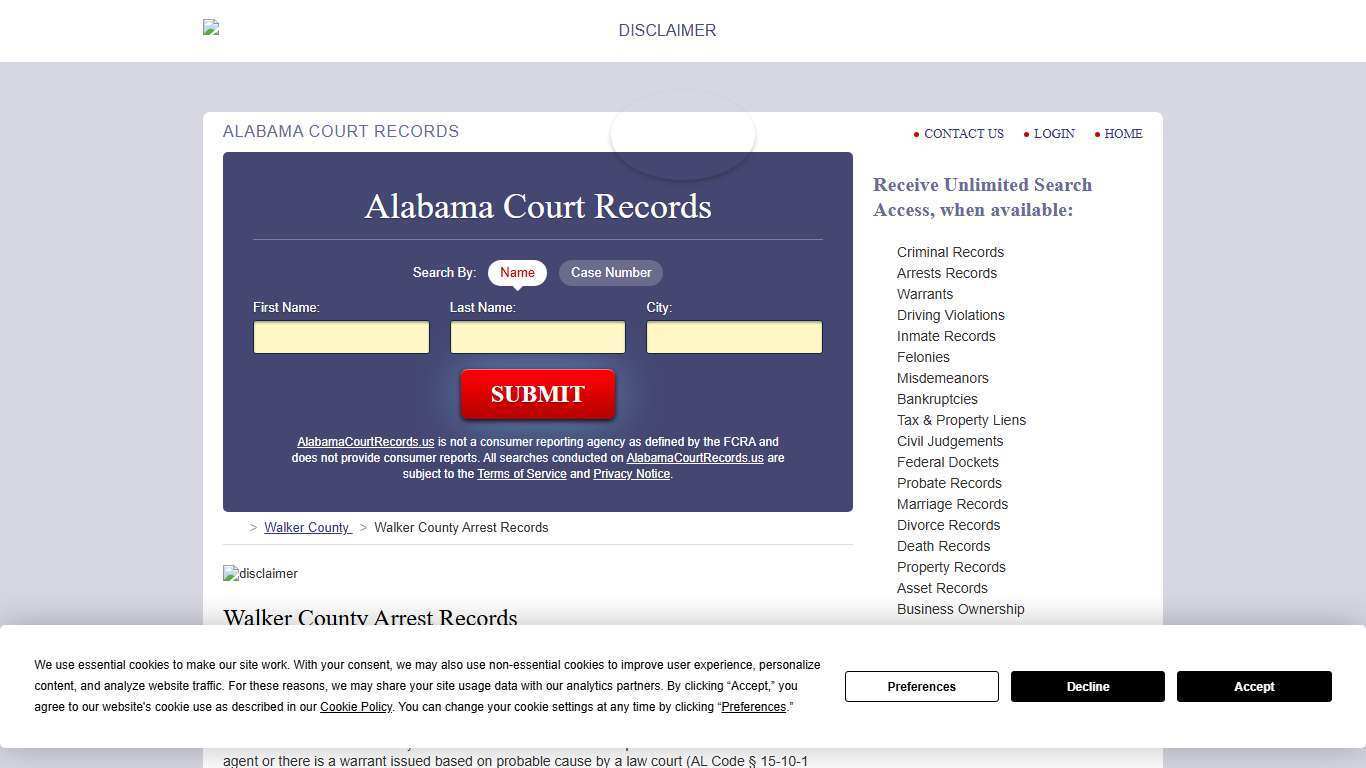 Walker County Arrest Records | AlabamaCourtRecords.us