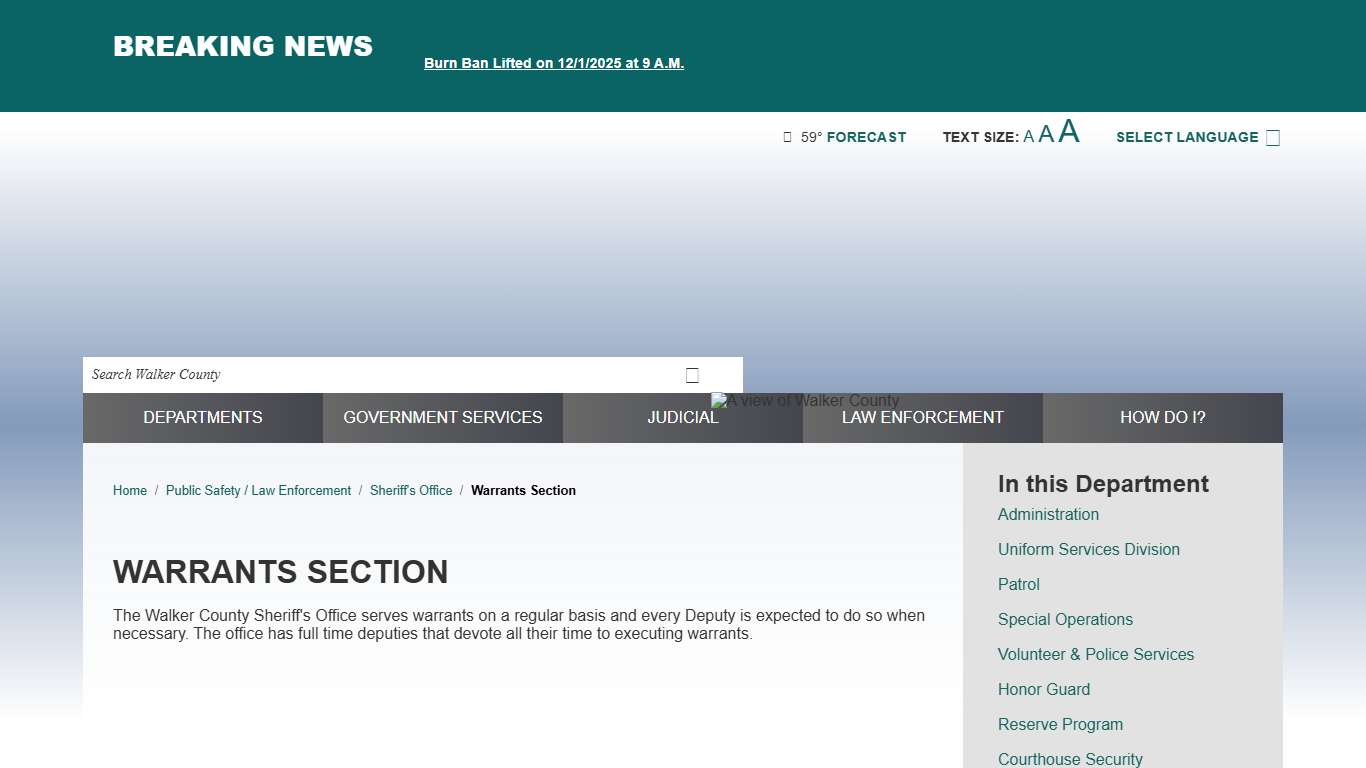 Warrants Section / Walker County, TX