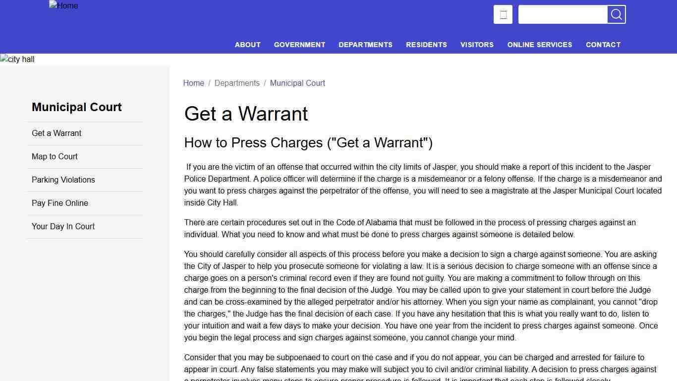 Get a Warrant | City of Jasper, AL